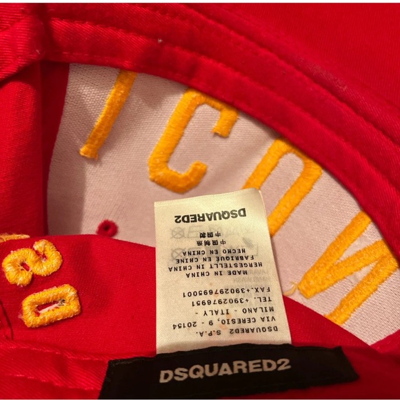DSQUARED RED YELLOW ICON LOGO HAT CAP DSQ2 - Picture 5 of 6